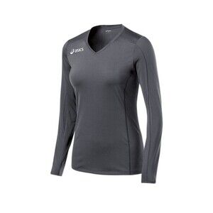 ASICS Gray Long Sleeve Running Performance Athleisure V-Neck T Shirt SZ Medium